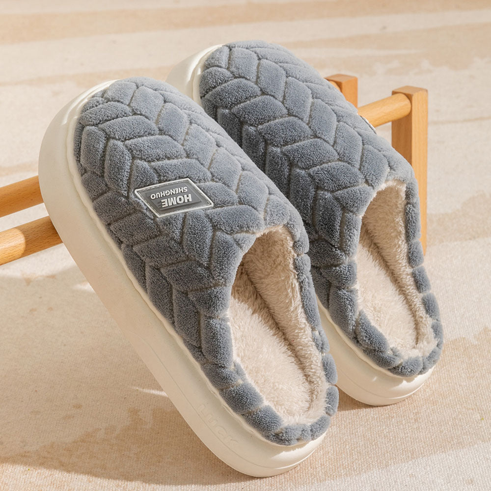 Winter Plush Slippers | Non-Slip Thick Sole Fleece House Shoes for Women & Men