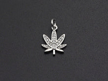 Load image into Gallery viewer, Clear CZ Gold Maple Leaf Charm Pendant, Sku#Z492