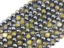 Load image into Gallery viewer, Half Silver Plated Yellow Faceted Round Agate Beads, 10mm/12mm Natural Banded Agate, 15.5'' Full Strand, SKU#U1215