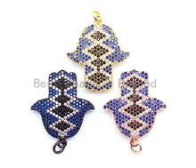 Load image into Gallery viewer, CZ Micro Pave Cobalt Hamsa Hand Pendant for Bracelet/Necklace, Cubic Zirconia Pendant/Charm, Jewelry Findings, 22x29mm,sku#F35