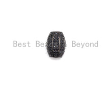 Load image into Gallery viewer, Black CZ Pave On Black Micro Pave Oval Spacer Beads Crystal for Bracelet/Necklace, Cubic Zirconia Beads, 10x13mm, sku#G414