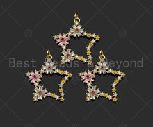 Load image into Gallery viewer, Gold Filled CZ Micro Pave Star with Colorful CZ Flower Pendant,18K Gold Filled Star Charm, Necklace Bracelet Charm Pendant,25x26mm,Sku#LK326