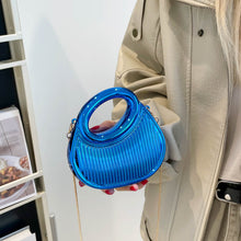 Load image into Gallery viewer, Contrast-Color Embossed Crescent Chain Shoulder Crossbody Bag