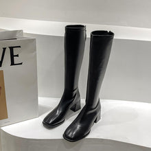 Load image into Gallery viewer, Women's Over-The-Knee Slim High Boots | Chunky Heel PU Leather | Black Brown Beige Khaki