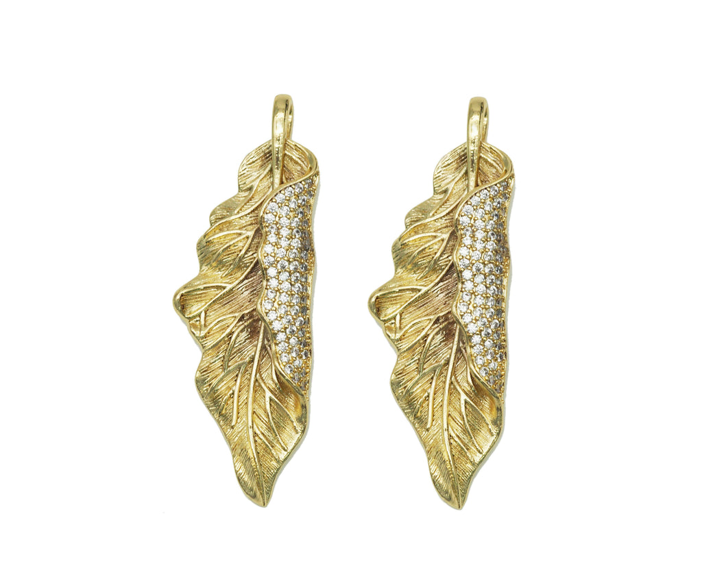 CZ Leaf Shape Charm, Sku#LX35c