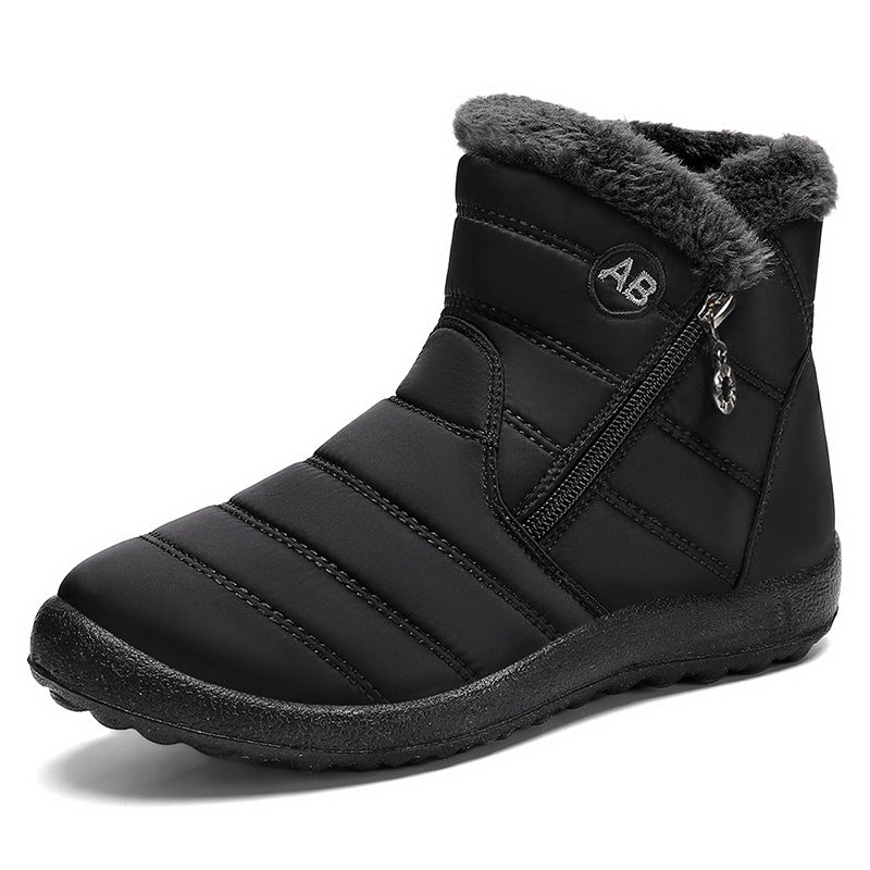Women's Winter Cotton High-Top Casual Shoes - Warm PU Leather Flat Heel Boots