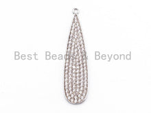Load image into Gallery viewer, CZ Clear Fully Micro Pave Teardrop Pendant, Silver/Gold/Rose Gold/Gunmetal Tone, Cubic Zirconia Teardrop Charm Pendant, 11X43mm,sku#B70