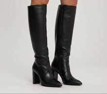Load image into Gallery viewer, Women's Thigh High Boots – Pointed Toe Chunky Heel Side Zip | Brown &amp; Black | Sizes 34–43
