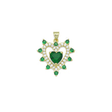 Load image into Gallery viewer, Green CZ Spike Heart Charm Pendant, Sku#LK1088
