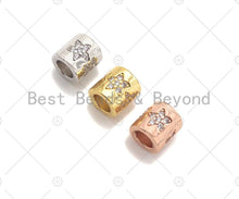 Load image into Gallery viewer, Pave Five Point Star Shape  Large Hole Tube Spacer Bead