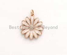 Load image into Gallery viewer, 19mm Enamel Daisy flower Pendant,CZ Micro Pave Oil Drop Flower pendant,Enamel Charm,Enamel Jewelry,19x21mm,sku#F585
