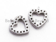 Load image into Gallery viewer, CZ Micro Pave Heart Pendant/Charm, Cubic Zirconia Pave Heart Shape Charm, Fashion Jewelry Findings, Gold/Silver/Rose Gold 9x10mm, sku#B73