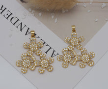 Load image into Gallery viewer, CZ Triple Sunflowers Charm, Sku#LK620