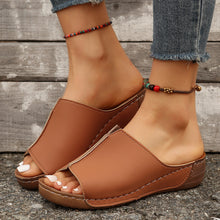 Load image into Gallery viewer, Wedge Sandals - Peep Toe Platform Slides