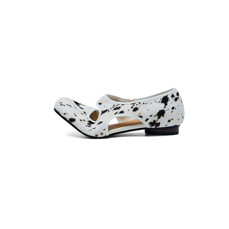 Pony Hair Split-Toe Tabi Mary Jane Flats