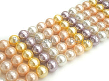 Load image into Gallery viewer, Mother of Pearl Gold Pink Purple White Mixed Color Round Smo