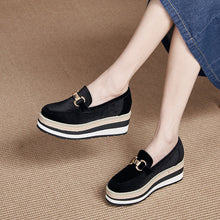 Load image into Gallery viewer, Metal Buckle Striped Wedge Slip-On Shoes