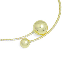 Load image into Gallery viewer, Gold CZ Tennis Chain Round Ball End Adjustable Necklace, Sku#A453