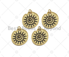 Load image into Gallery viewer, Black Enamel black cz swirl charm, 18K Gold Medallion Charm,Sku#L566