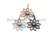 Load image into Gallery viewer, Colorful CZ Micro Pave Sunflower Filigree Pendant ,Gold/Silver/Black/Rose Gold,Cubic Zirconia Jewelry Findings,30x32mm,sku#F697