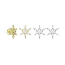 Load image into Gallery viewer, Clear CZ Snowflake Stud Earrings, Sku#A414