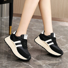 Load image into Gallery viewer, Women's Thick Soled PU Leather Color-Block Height Increasing Lace-Up Sneakers