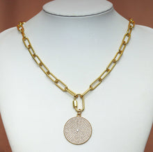 Load image into Gallery viewer, Paperclip chain necklace with star, heart, round disc pendant, sku#CL13