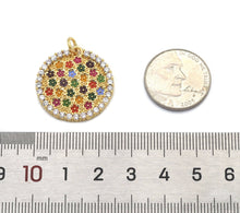 Load image into Gallery viewer, CZ Colorful Enamel Flower Medallion coin Charm, Sku#LX181