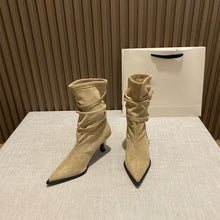 Load image into Gallery viewer, Women's Cuffed Buckle Mid-Calf Boots – PU Leather Round Toe Non-Slip Boots