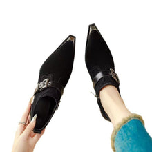 Load image into Gallery viewer, Metallic Square-Toe Chunky-Heel Pumps | Retro Formal Heels