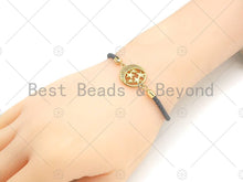 Load image into Gallery viewer, CZ Micro Pave North Star With Cresent Moon Connector, Cubic Zirconia Round Connector, 18k Gold Necklace Bracelet Connector,16x21mm,Sku#LK312