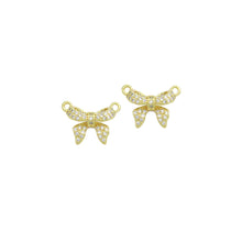 Load image into Gallery viewer, Clear CZ Gold Bow Connecter Charm Pendant,Sku#LD730