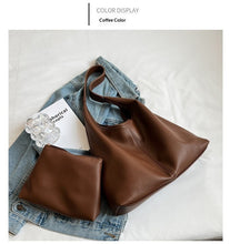 Load image into Gallery viewer, Women's PU Leather Tote Crossbody Shoulder Bag – Everyday Commuter Handbag | Black, Coffee, Brown, Khaki