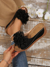 Load image into Gallery viewer, Women's Floral Wedge Sandals | Platform Mule Slides with Adjustable Ankle Strap