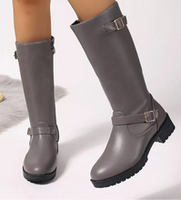 Load image into Gallery viewer, Women's Round Toe Block Heel Boots | Mid Heel Side Zip Ankle Boots