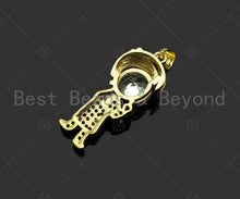Load image into Gallery viewer, Gold Filled CZ Micro Pave Boy and Girl Shape Pendant,18K Gold Filled Big CZ Charm, Necklace Bracelet Charm Pendant,27x11mm,Sku#LK349
