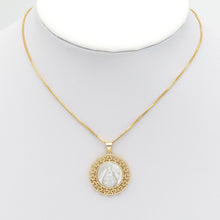 Load image into Gallery viewer, Gold Round Mop Pearl Religous Charm, Sku#LX240