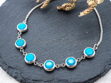 Load image into Gallery viewer, Sliding Adjustable Chain Bracelet, Evil Eye Bracelet, 8mm Turquoise Beaded Bracelet, Thin Link Bracelet, Silver Gold Bracelet, SKU#A48