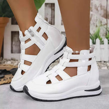 Load image into Gallery viewer, Women's Cutout Platform Sneakers | Low Heel PU Leather Shoes