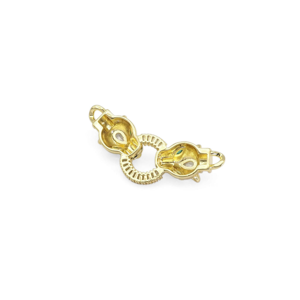 CZ Gold Leopard Head Connector for Necklace Bracelet Making, Sku#LD460