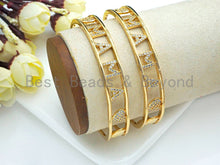 Load image into Gallery viewer, CZ Mirco Pave MAMA Open Cuff Bracelet,  Wire bracelet, Bangle bracelet,  sku#X158