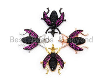 Load image into Gallery viewer, BEETLE Inspired Charm, CZ Micro Pave Fuchsia Insect Pendant, Cubic Zirconia Pendant,Gold/Rose Gold/Silver/Black,23x25x6mm,SKU#F455