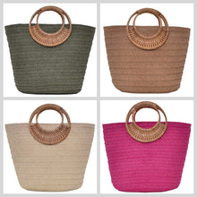 Load image into Gallery viewer, Straw Weave Round Handle Tote Bag - Large Capacity Women's Summer Beach Bag