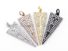 Load image into Gallery viewer, CZ Micro Pave Triangular Pendant/Charm, Cubic Zirconia Charm,31x11mm, sku#F96