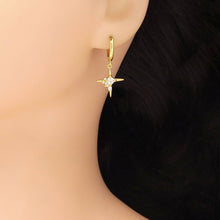 Load image into Gallery viewer, Clear CZ North Star Gold Silver Earrings, Sku#A207