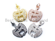 Load image into Gallery viewer, CZ Micro Pave Scary Pumpkin Charm, Cubic Zirconia Hollow Skull Charm,Halloween Pave Jewelry Findings, sku#F138