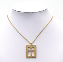 Load image into Gallery viewer, CZ Cross On Rectangle Frame Charm, Sku#LK616