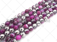 Load image into Gallery viewer, Natural Half Silver Pink Agate Beads, 8mm/10mm/12mm Round Faceted Pink Agate Beads, 15.5 Full Strand, sku# UA120