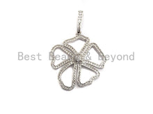 Load image into Gallery viewer, CZ Micro Pave Hollow Out Flower Shaped Pendant/Charm, Cubic Zirconia Pendant Charm,28x31mm,sku#F912