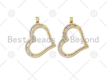 Load image into Gallery viewer, CZ Micro Pave Heart Shape Pendant/Charm,18K Gold Filled Heart Charm,Necklace Bracelet Charm Pendant,30x37mm,Sku#LK399